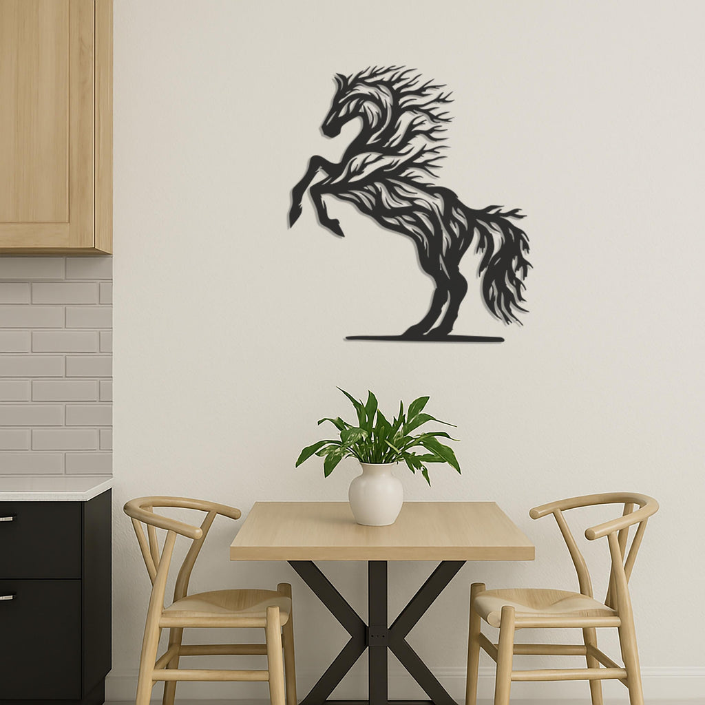 Metal Horse Wall Art, Tree Shaped Horse Decor, Rustic Horse Metal Wall Hanging, Equestrian Wall Art, Farmhouse Animal Wall Decor,Wall Art