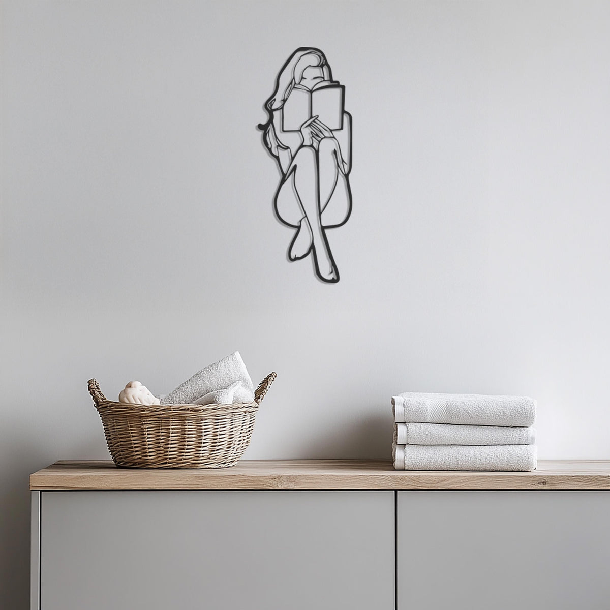 Reading Woman Wall Art, Book Lover Metal Wall Decor, Minimalist Metal Woman Art, Modern Home Office Decor, Modern Library Reading Room Decor