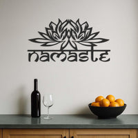 Namaste Wall Art, Lotus Flower Metal Wall Decor, Yoga Studio Wall Hanging, Meditation Room Decor, Spiritual Metal Art, Boho Home Accent 2
