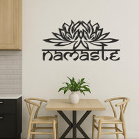 Namaste Wall Art, Lotus Flower Metal Wall Decor, Yoga Studio Wall Hanging, Meditation Room Decor, Spiritual Metal Art, Boho Home Accent 3
