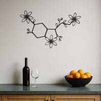 Serotonin Molecule Wall Art, Floral Chemical Wall Decor, Science Wall Hanging, Metal Molecular Art, Serotonin Decor for Home and Office 2
