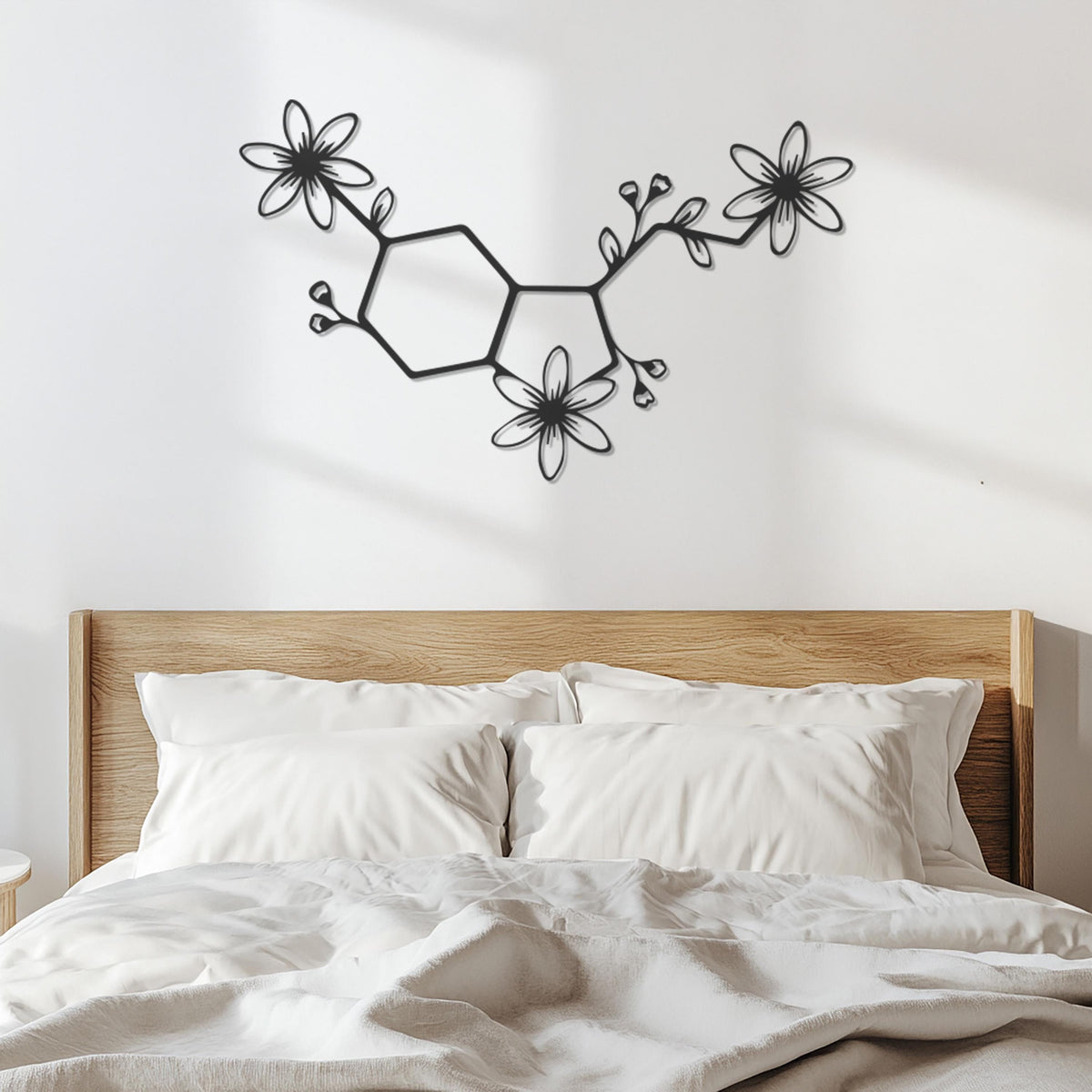 Serotonin Molecule Wall Art, Floral Chemical Wall Decor, Science Wall Hanging, Metal Molecular Art, Serotonin Decor for Home and Office