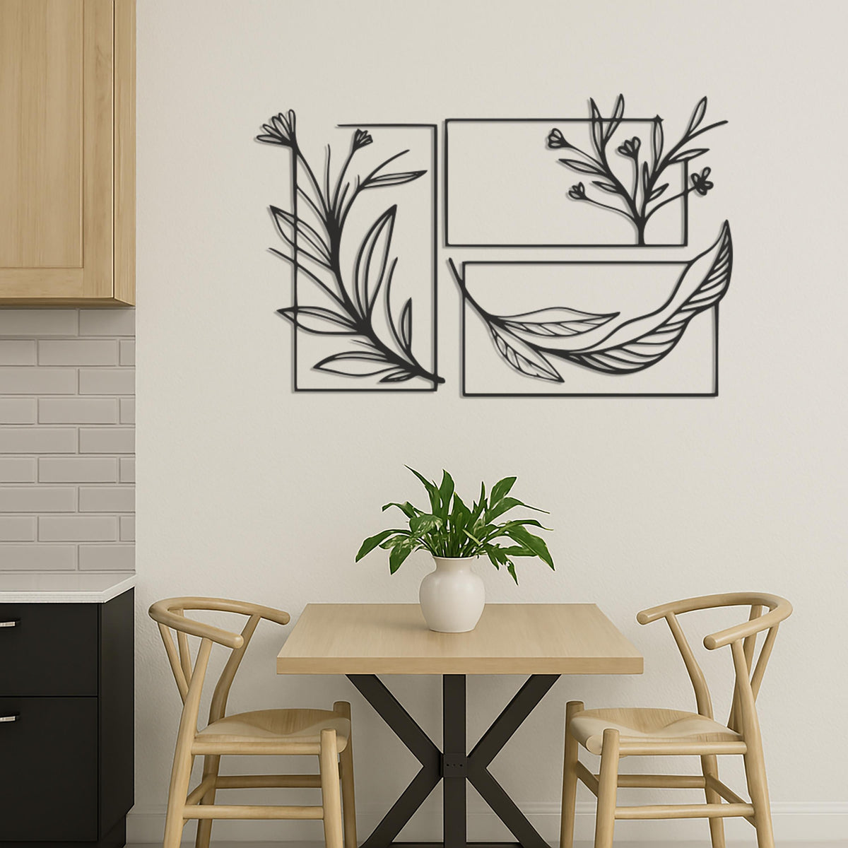 Botanical Wall Art, Minimalist Leaf Metal Wall Decor, Modern Plant Wall Hanging, Nature Inspired Wall Panel, Modern Contemporary Metal Decor