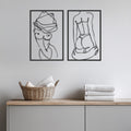 Metal Wall Art Set of 2, Female Body Line Art Decor, Nude Woman Wall Hanging, Minimalist Boho Wall Decor for Bedroom, Living Room Gift Idea