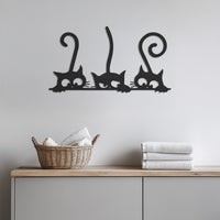 Funny Cat Metal Wall Art With 3 Cats Peeking Design, Whimsical Black Cat Decor For Entryway Or Kitchen,Gift For Cat Lovers And Kids,Wall Art 1