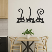 Funny Cat Metal Wall Art With 3 Cats Peeking Design, Whimsical Black Cat Decor For Entryway Or Kitchen,Gift For Cat Lovers And Kids,Wall Art 3