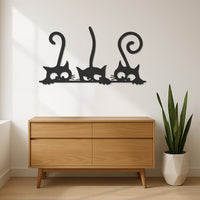 Funny Cat Metal Wall Art With 3 Cats Peeking Design, Whimsical Black Cat Decor For Entryway Or Kitchen,Gift For Cat Lovers And Kids,Wall Art 6