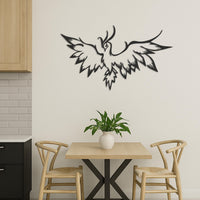 Phoenix Metal Wall Art,Flying Firebird Silhouette Decor For Living Room Or Office,Inspirational Bird Sign Gift For Mythology Lovers,Wall Art 3