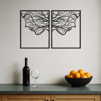 Couple Face Metal Wall Art Set Of 2, Tree Branch Silhouette Modern Abstract Decor For Bedroom Or Living Room, Connection Love Gift, Wall Art 2