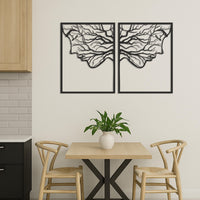 Couple Face Metal Wall Art Set Of 2, Tree Branch Silhouette Modern Abstract Decor For Bedroom Or Living Room, Connection Love Gift, Wall Art 3