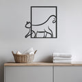 Minimalist Cat Metal Wall Art, Modern Framed Kitty Silhouette For Cat Lover Decor, Cute Feline Home Decoration For Living Room Or Entryway