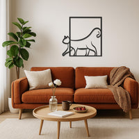Minimalist Cat Metal Wall Art, Modern Framed Kitty Silhouette For Cat Lover Decor, Cute Feline Home Decoration For Living Room Or Entryway 4