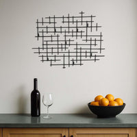 Geometric Metal Wall Art for Modern Living Room, Abstract Industrial Line Pattern Wall Sculpture, Large Minimalist Wall Decor, Wall Art 2