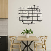 Geometric Metal Wall Art for Modern Living Room, Abstract Industrial Line Pattern Wall Sculpture, Large Minimalist Wall Decor, Wall Art 3