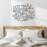 Geometric Metal Wall Art for Modern Living Room, Abstract Industrial Line Pattern Wall Sculpture, Large Minimalist Wall Decor, Wall Art 5