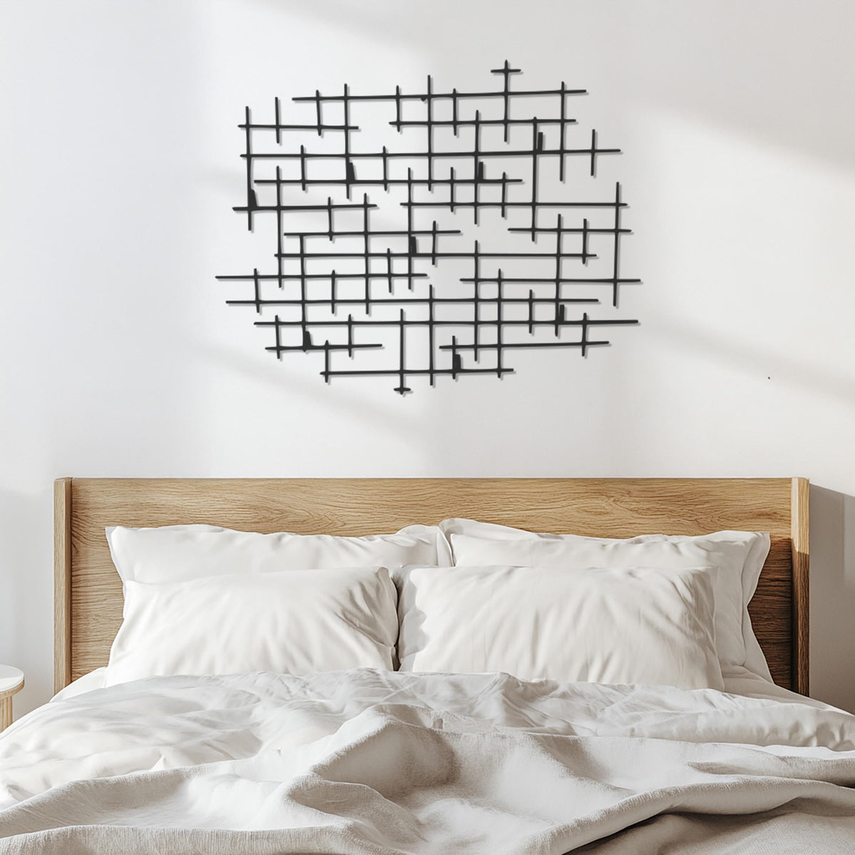 Geometric Metal Wall Art for Modern Living Room, Abstract Industrial Line Pattern Wall Sculpture, Large Minimalist Wall Decor, Wall Art
