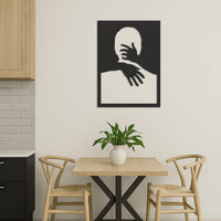 Modern Abstract Hug Metal Wall Art, Emotional Embrace Silhouette Minimal Wall Hanging, Framed Intimate Hug Design For Home Decor, Wall Art 3