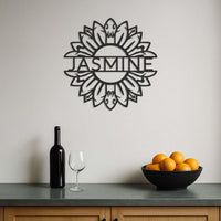 Custom Name Sunflower Metal Wall Art Sign, Personalized Floral Steel Wall Decor for Living Room, Nursery or Entryway Gift, Wall Art 2