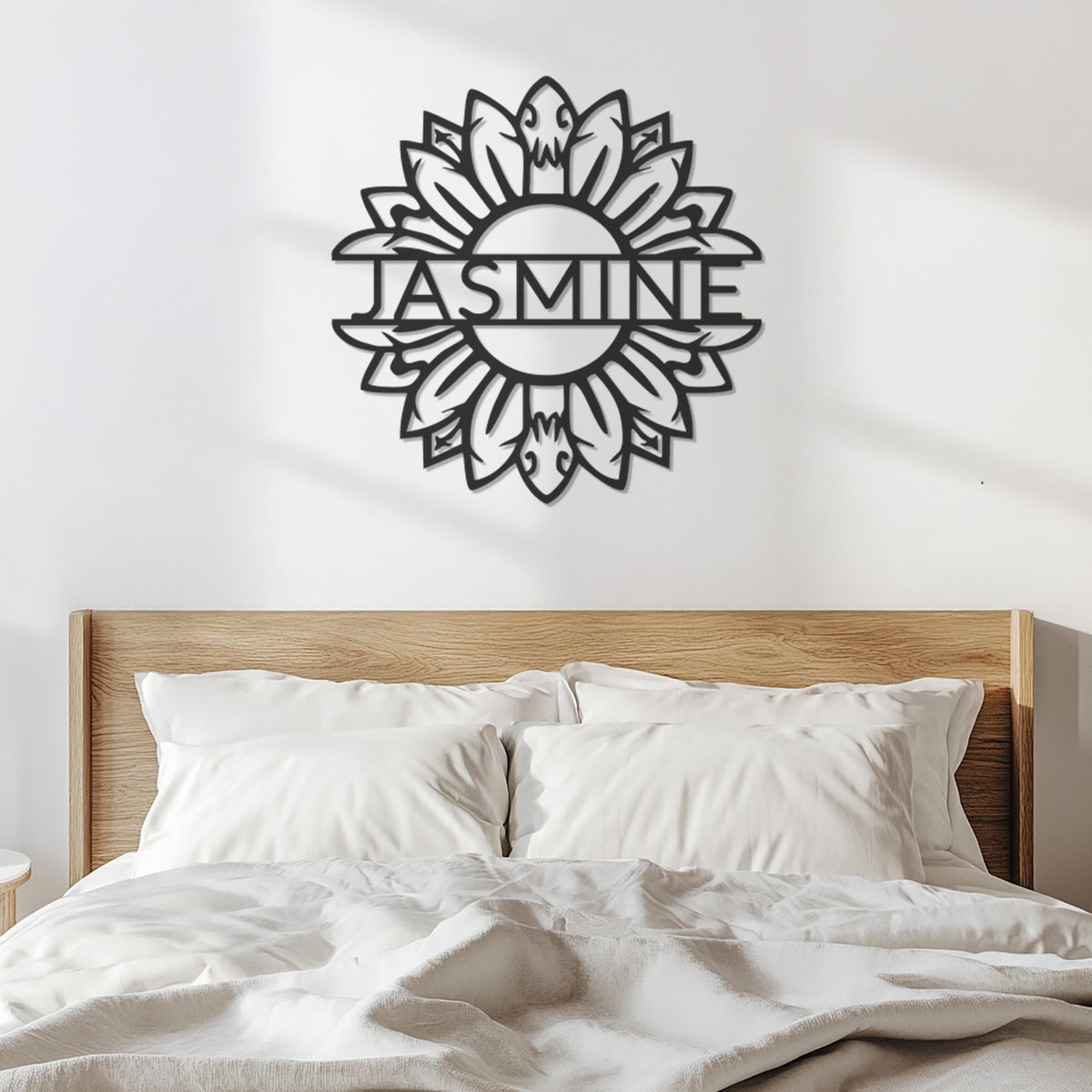 Custom Name Sunflower Metal Wall Art Sign, Personalized Floral Steel Wall Decor for Living Room, Nursery or Entryway Gift, Wall Art