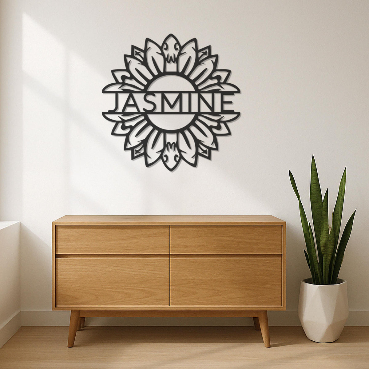 Custom Name Sunflower Metal Wall Art Sign, Personalized Floral Steel Wall Decor for Living Room, Nursery or Entryway Gift, Wall Art
