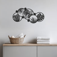 Modern Tropical Leaf Metal Wall Art Panel, Botanical Black Steel Wall Hanging for Living Room, Entryway, or Office Decor, Wall Art 1