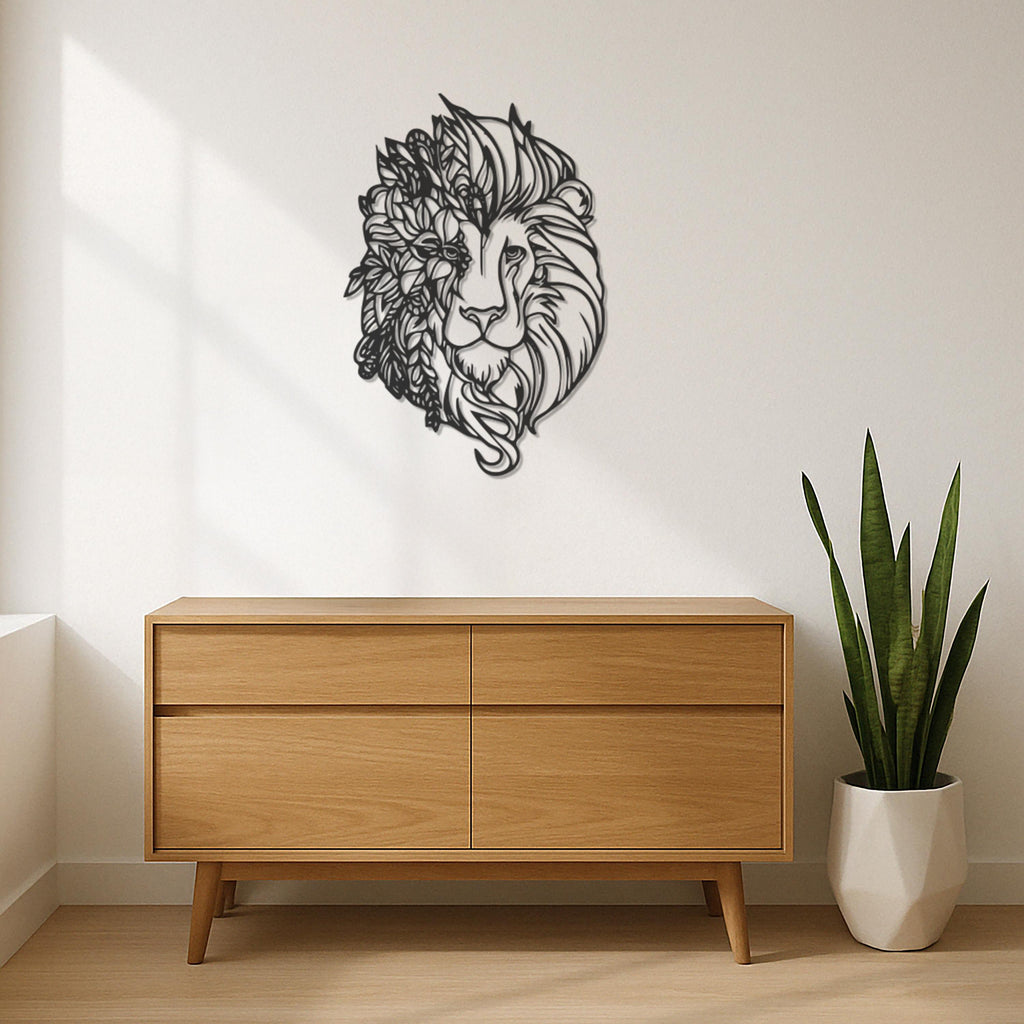 Lion Head Metal Wall Art, Jungle Animal Wall Decor, Boho Lion Decor, Modern Safari Wall Art, Nature Lover Gift, Lion Wall Sculpture