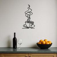 Coffee Cup Metal Wall Art, Coffee Bar Wall Decor, Modern Wire Line Art for Kitchen, Cafe Wall Hanging, Coffee Lover Gift, Metal Artwork 2