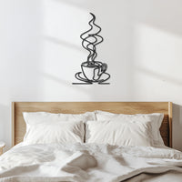 Coffee Cup Metal Wall Art, Coffee Bar Wall Decor, Modern Wire Line Art for Kitchen, Cafe Wall Hanging, Coffee Lover Gift, Metal Artwork 5