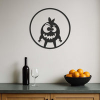 Funny Monster Metal Wall Art, Kids Room Wall Decor, Cartoon Style Metal Sign, Round Nursery Wall Hanging, Cute Character Wall Sculpture 2