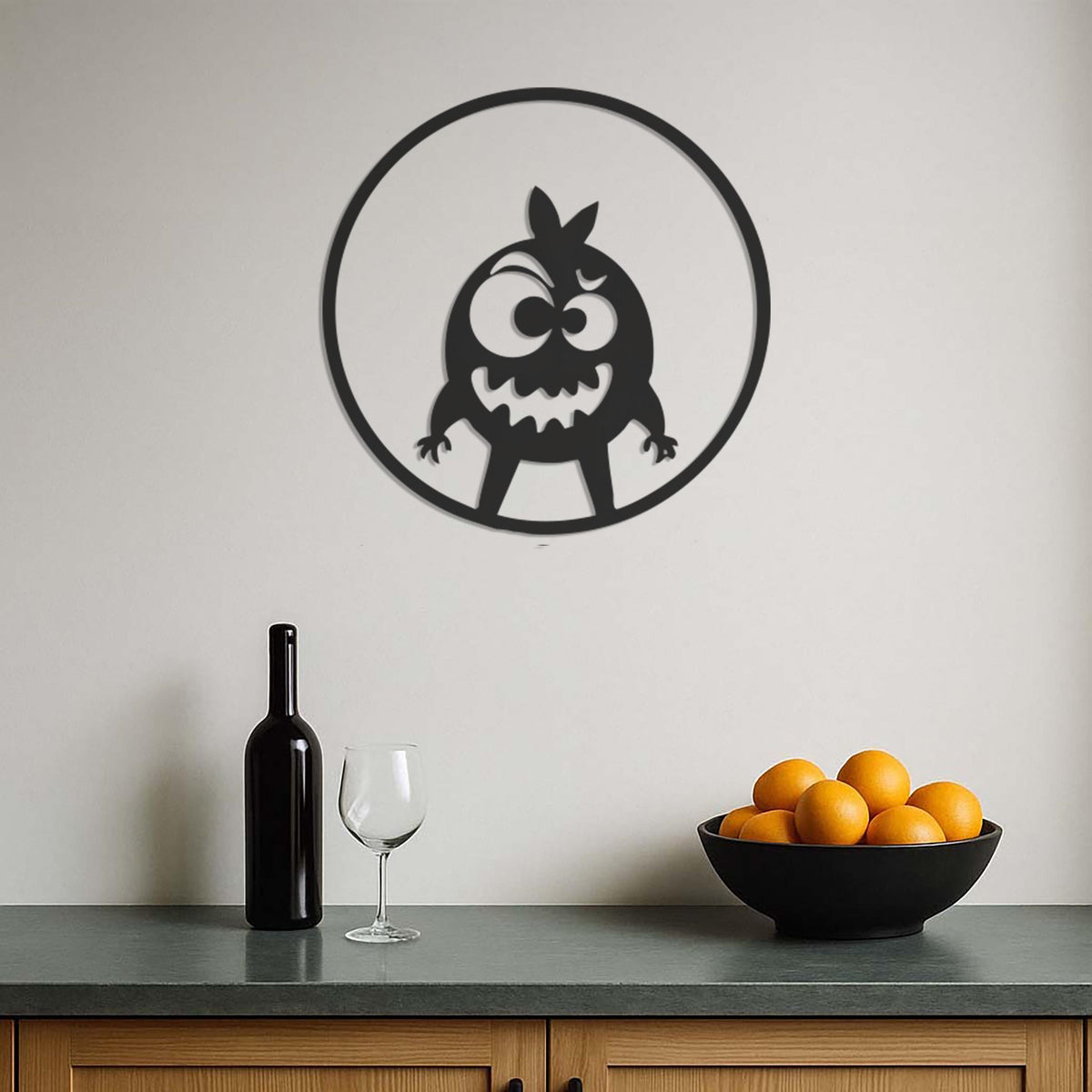 Funny Monster Metal Wall Art, Kids Room Wall Decor, Cartoon Style Metal Sign, Round Nursery Wall Hanging, Cute Character Wall Sculpture