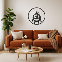 Funny Monster Metal Wall Art, Kids Room Wall Decor, Cartoon Style Metal Sign, Round Nursery Wall Hanging, Cute Character Wall Sculpture 4