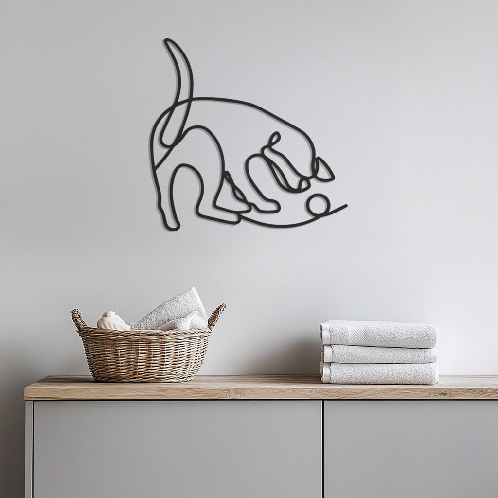 Metal Cat Wall Art, Modern Line Art Kitty Decor, Minimalist Cat Silhouette Wall Sculpture for Pet Lovers, Playful Feline Wall Sign, Wall Art