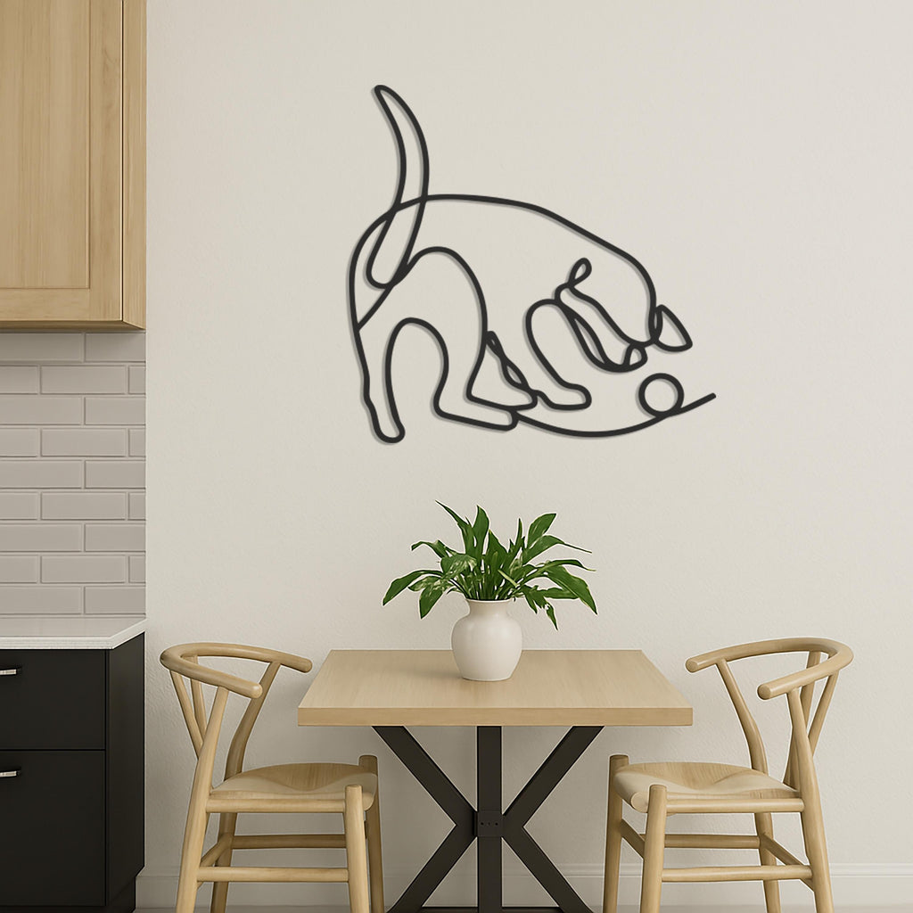 Metal Cat Wall Art, Modern Line Art Kitty Decor, Minimalist Cat Silhouette Wall Sculpture for Pet Lovers, Playful Feline Wall Sign, Wall Art