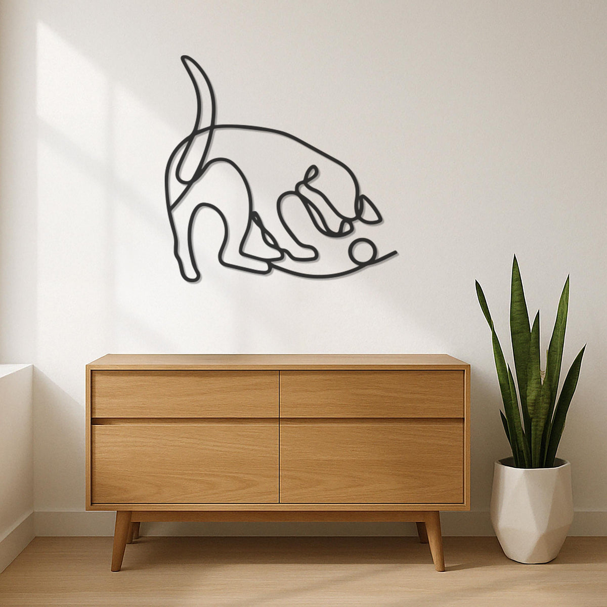 Metal Cat Wall Art, Modern Line Art Kitty Decor, Minimalist Cat Silhouette Wall Sculpture for Pet Lovers, Playful Feline Wall Sign, Wall Art