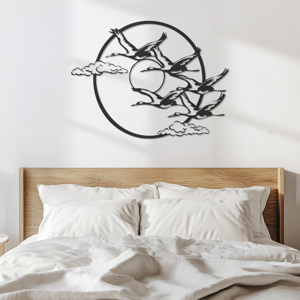Geese Flying Wall Art, Modern Metal Bird Wall Decor, Nature Inspired Home Accent, Metal Goose Wall Sculpture, Geese Wall Hanging, Wall Art