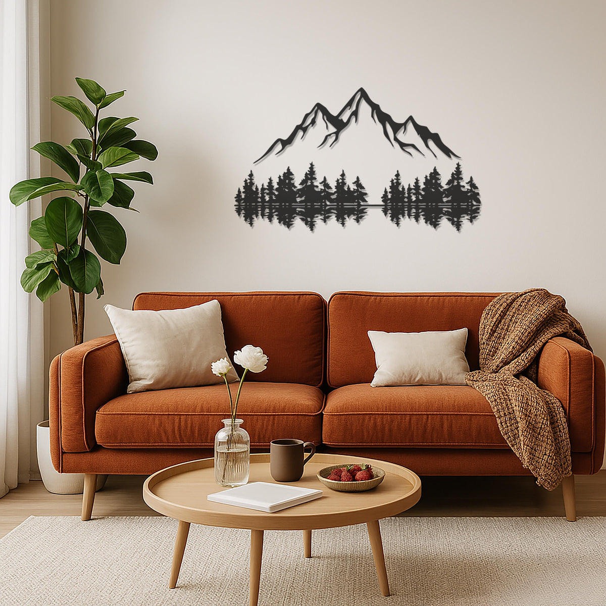 Mountain Forest Wall Art, Nature Landscape Metal Wall Decor, Cabin Lodge Wall Hanging, Rustic Pine Tree Wall Sign, Forest Metal Art,Wall Art