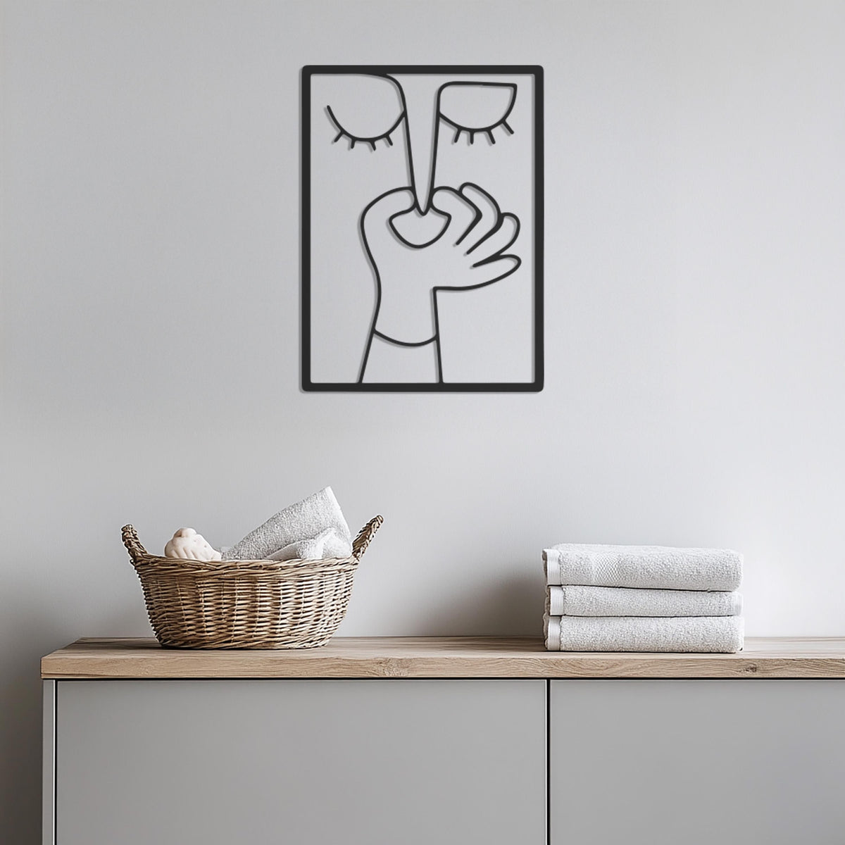 Face Line Art Metal Wall Decor, Minimalist Abstract Face Wall Hanging, Modern Geometric Woman Art, One Line Drawing Wall Sculpture, Wall Art
