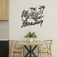 Freedom Word Art Metal Wall Decor, Bird Hair Woman Line Art, Inspirational Freedom Sign, Modern Boho Wall Hanging, One Line Metal Wall Art 3
