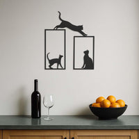 Cat Metal Wall Art Set, Minimalist Cat Wall Decor, Kitty Lover Gift, 3 Piece Cat Silhouette Metal Sign,Modern Pet Home Wall Hanging,Wall Art 2