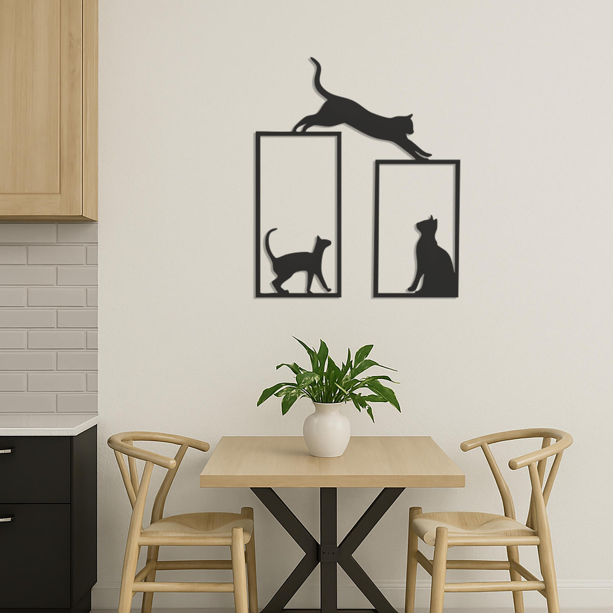 Cat Metal Wall Art Set, Minimalist Cat Wall Decor, Kitty Lover Gift, 3 Piece Cat Silhouette Metal Sign,Modern Pet Home Wall Hanging,Wall Art
