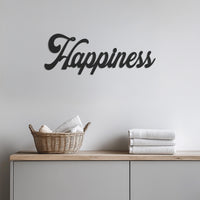 Happiness Metal Wall Art Sign, Customizable Inspirational Word Decor, Script Typography Home Office Wall Decor, Positive Modern Wall Accent 1