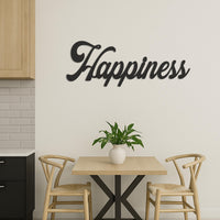 Happiness Metal Wall Art Sign, Customizable Inspirational Word Decor, Script Typography Home Office Wall Decor, Positive Modern Wall Accent 3