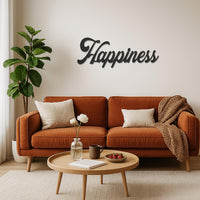 Happiness Metal Wall Art Sign, Customizable Inspirational Word Decor, Script Typography Home Office Wall Decor, Positive Modern Wall Accent 4