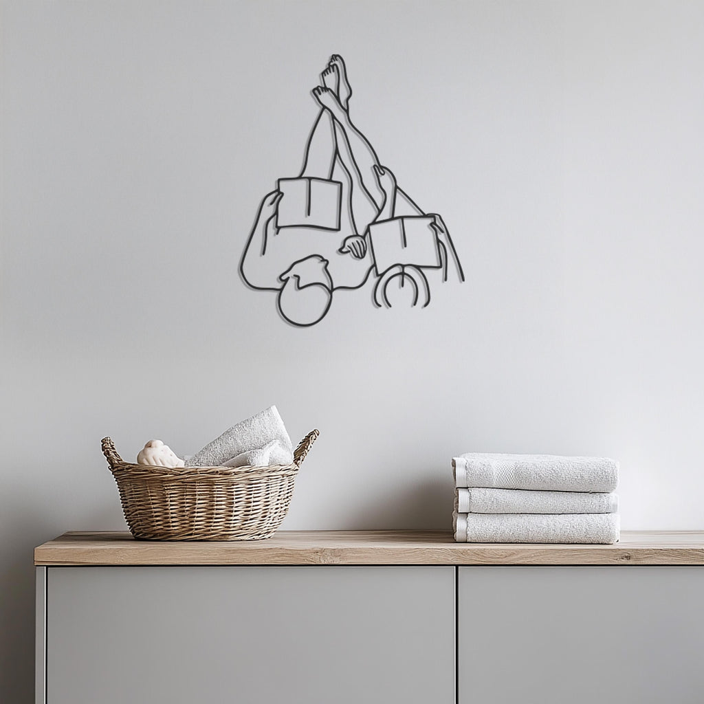 Couple Reading Metal Wall Art, Cozy Modern Line Art for Book Lovers, Relaxing Bedroom or Living Room Decor, Unique Couple Gift Idea,Wall Art