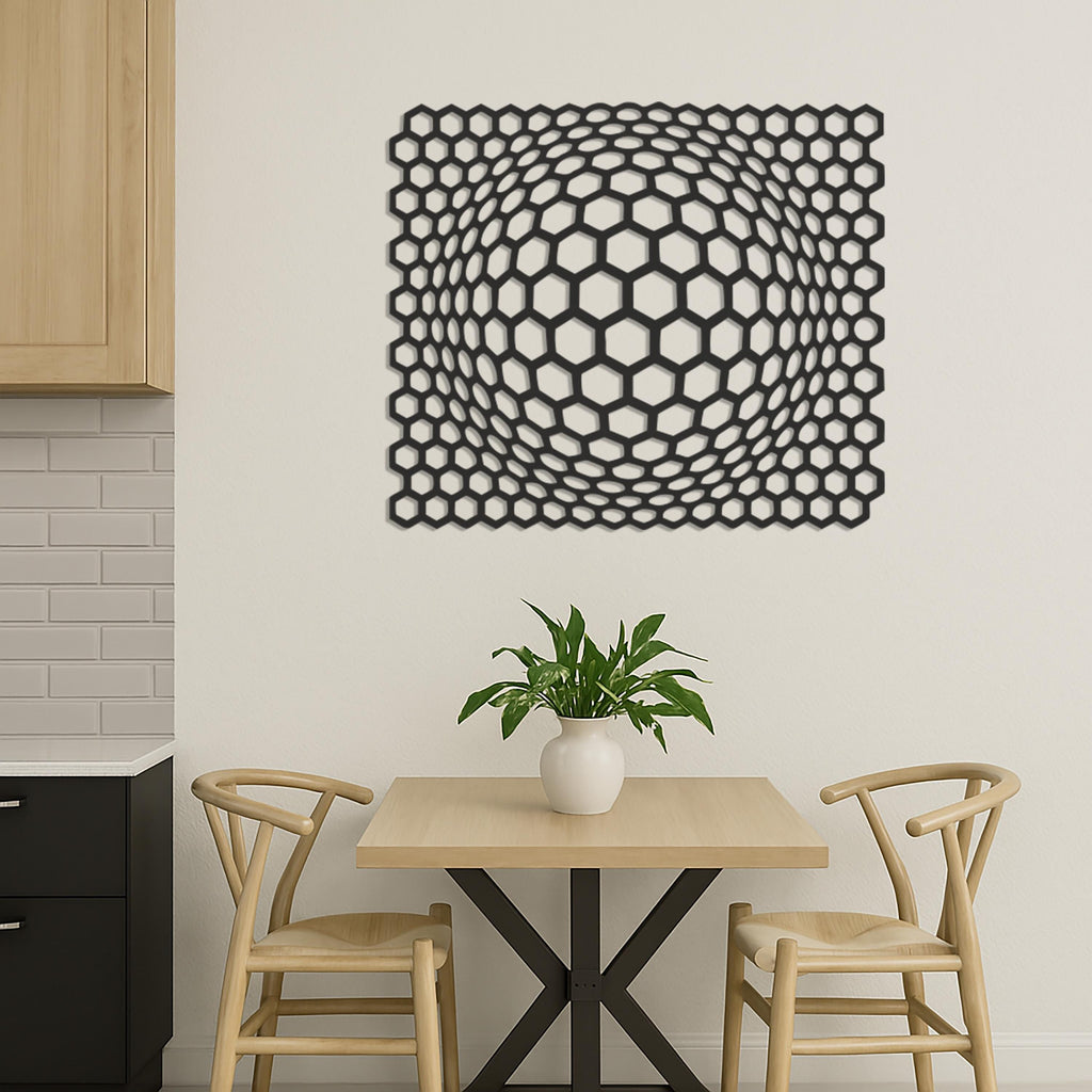 Modern Hexagon 3D Optical Illusion Wall Art, Geometric Honeycomb Metal Wall Decor for Living Room, Modern Wall Sculpture Gift Idea, Wall Art
