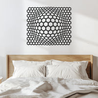 Modern Hexagon 3D Optical Illusion Wall Art, Geometric Honeycomb Metal Wall Decor for Living Room, Modern Wall Sculpture Gift Idea, Wall Art 5