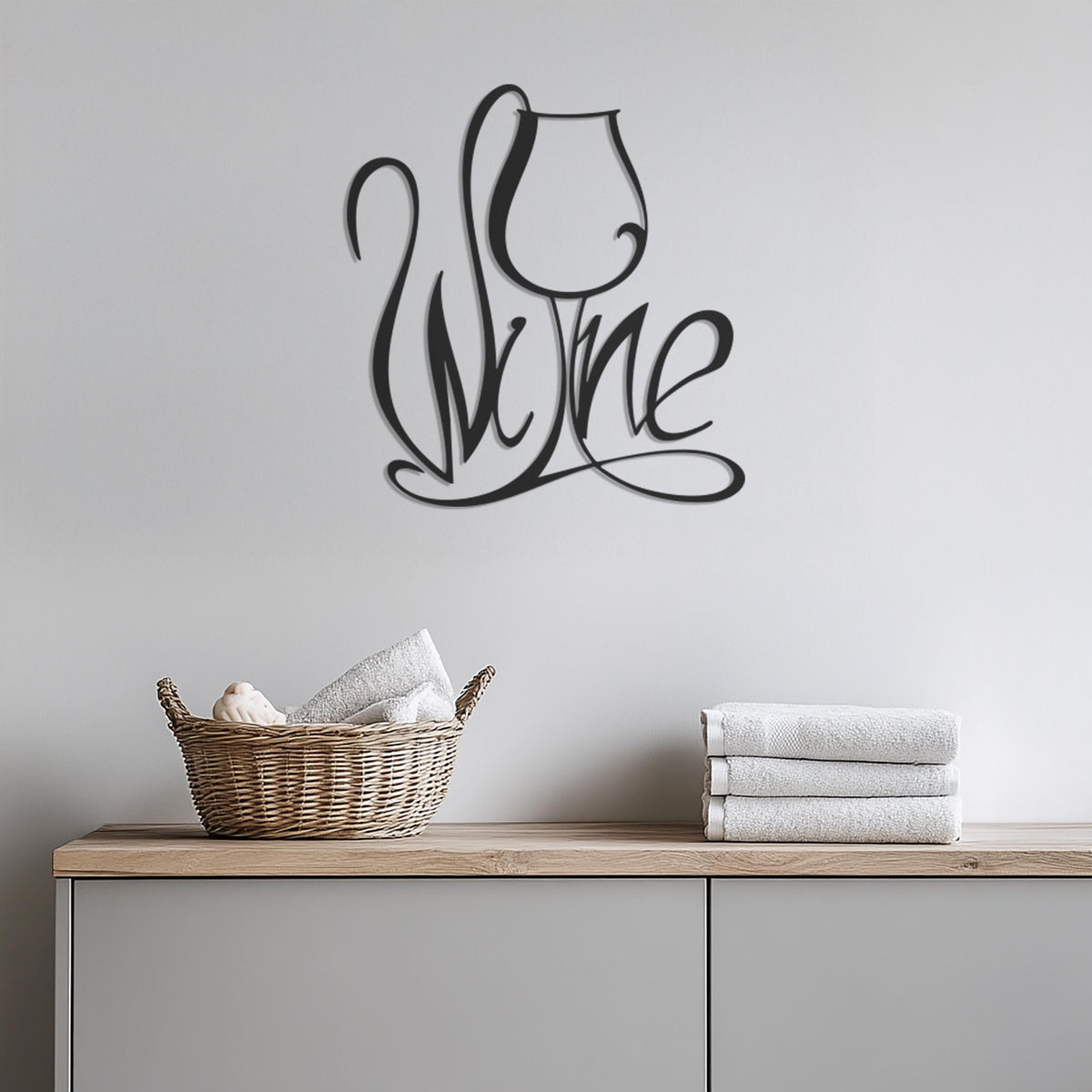 Wine Wall Art Metal Sign, Modern Wine Glass Kitchen Decor,Metal Typography Wall Hanging for Bar Area or Wine Cellar,Wine Lover Gift,Wall Art