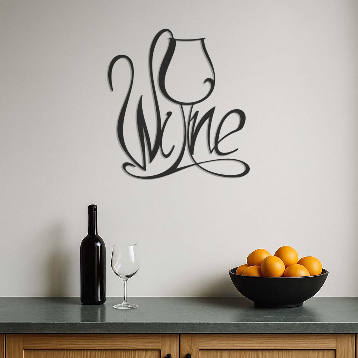 Wine Wall Art Metal Sign, Modern Wine Glass Kitchen Decor,Metal Typography Wall Hanging for Bar Area or Wine Cellar,Wine Lover Gift,Wall Art