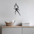 Metal Spider Wall Art, Black Spider Halloween Decor, Creepy Spider Web Metal Sign, Modern Gothic Wall Sculpture, Unique Arachnid Home Accent
