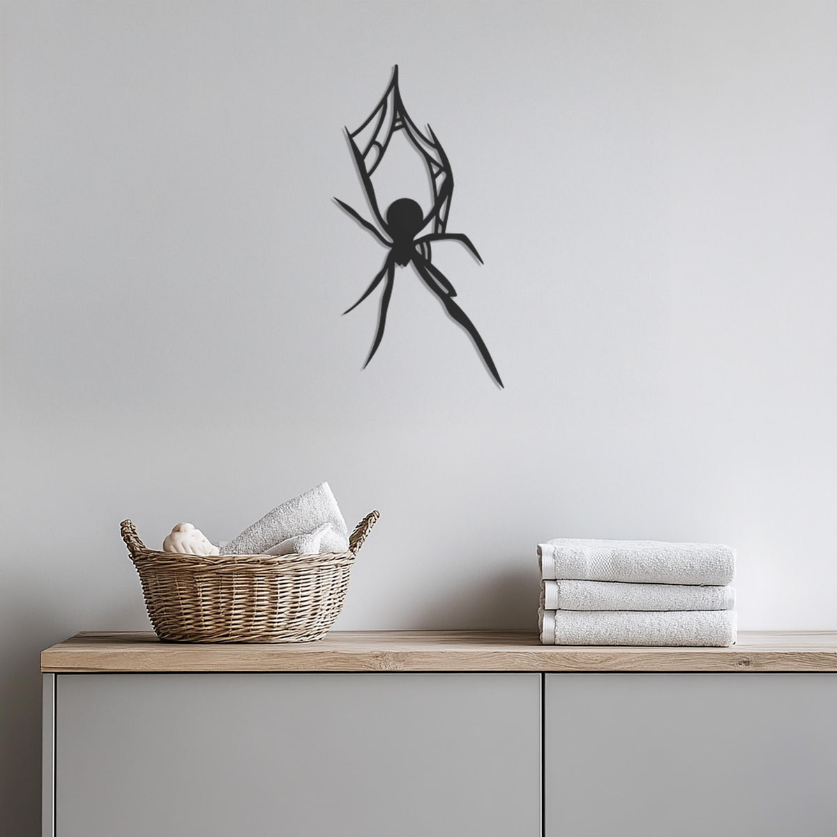 Metal Spider Wall Art, Black Spider Halloween Decor, Creepy Spider Web Metal Sign, Modern Gothic Wall Sculpture, Unique Arachnid Home Accent